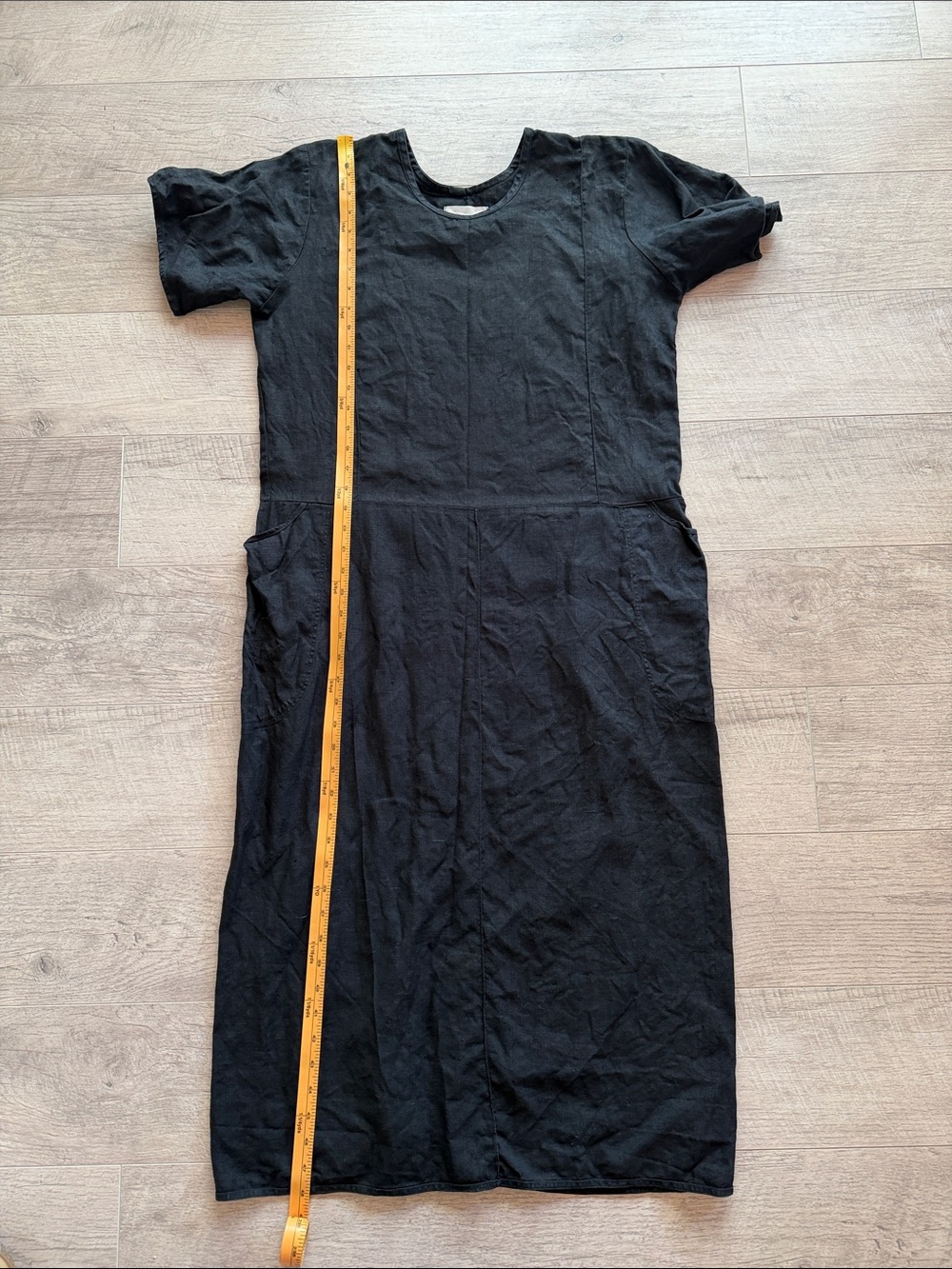 FLAX 100% Linen Black Maxi Dress with Pockets - Picture 8 of 8